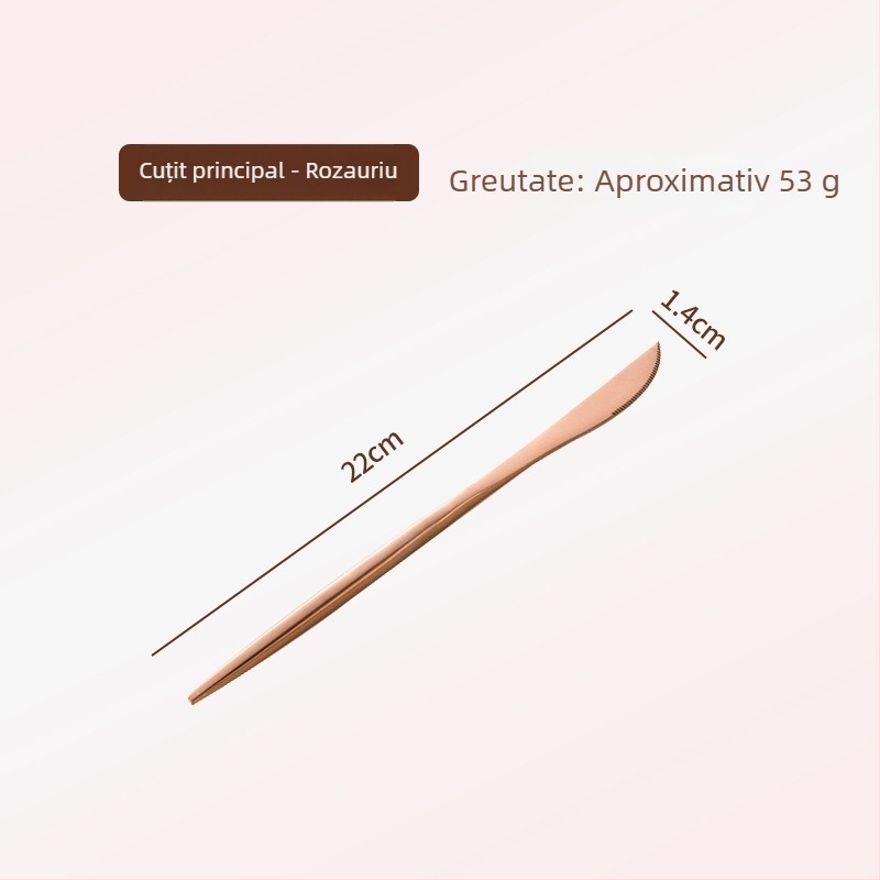 Thread Rabbit Set tacâmuri din oțel inoxidabil 304 — cuțit, furculiță și lingură, lustruire oglindă, culoare solidă, stil modern minimalist