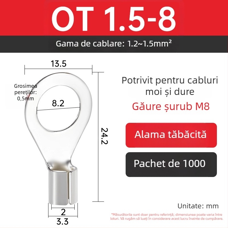 Terminal OT4-5 crimpat, cap rotund gol, tip O, nas deschis