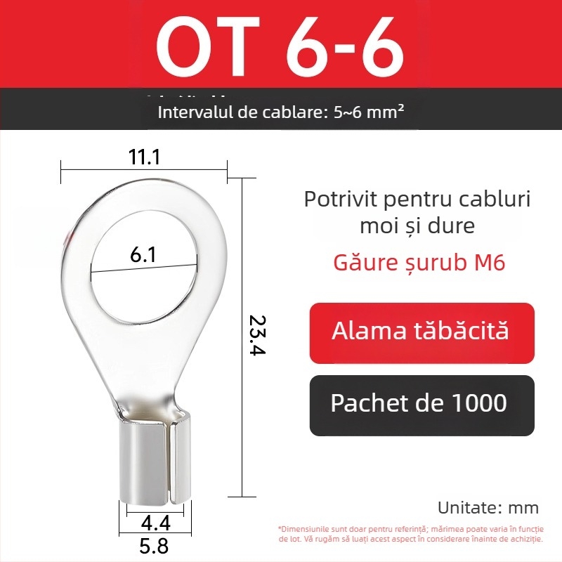 Terminal OT4-5 crimpat, cap rotund gol, tip O, nas deschis