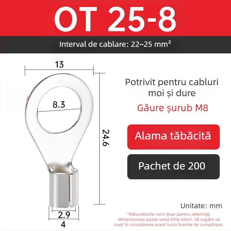 Terminal OT4-5 crimpat, cap rotund gol, tip O, nas deschis