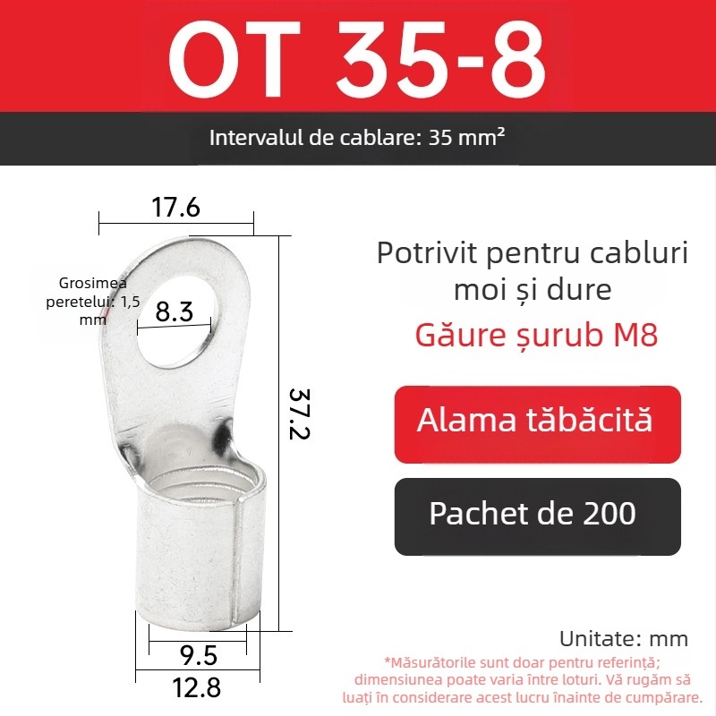 Terminal OT4-5 crimpat, cap rotund gol, tip O, nas deschis