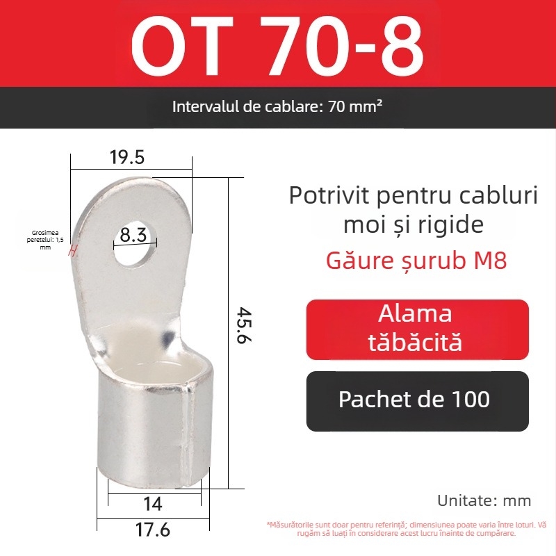 Terminal OT4-5 crimpat, cap rotund gol, tip O, nas deschis