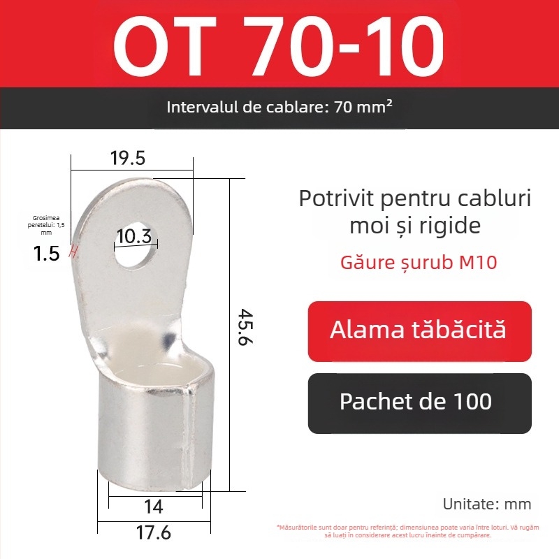 Terminal OT4-5 crimpat, cap rotund gol, tip O, nas deschis