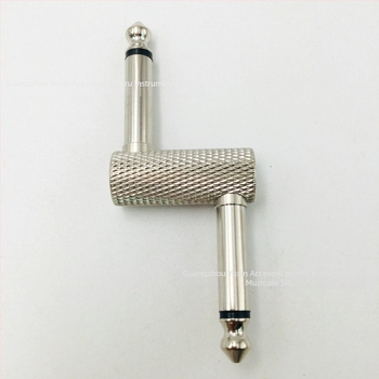 Adaptor audio 6,35 mm stereo, din metal nichelat, model YX0296A, conector dual, pentru instrumente muzicale