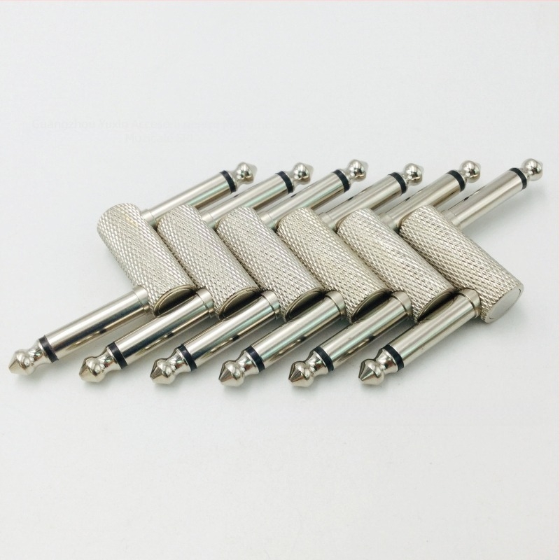 Adaptor audio 6,35 mm stereo, din metal nichelat, model YX0296A, conector dual, pentru instrumente muzicale