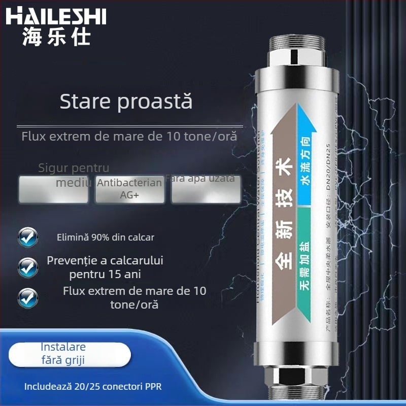 Dedurizator de apă pentru casa întreagă cu ultrafiltrare, filtru-barieră și ecran din oțel inoxidabil, flux mare