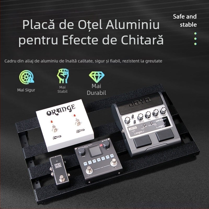 Pedalboard pentru efecte – M-VAVE, aliaj de zinc, model: Effect Pedal Board, suport portabil pentru pedale de chitară