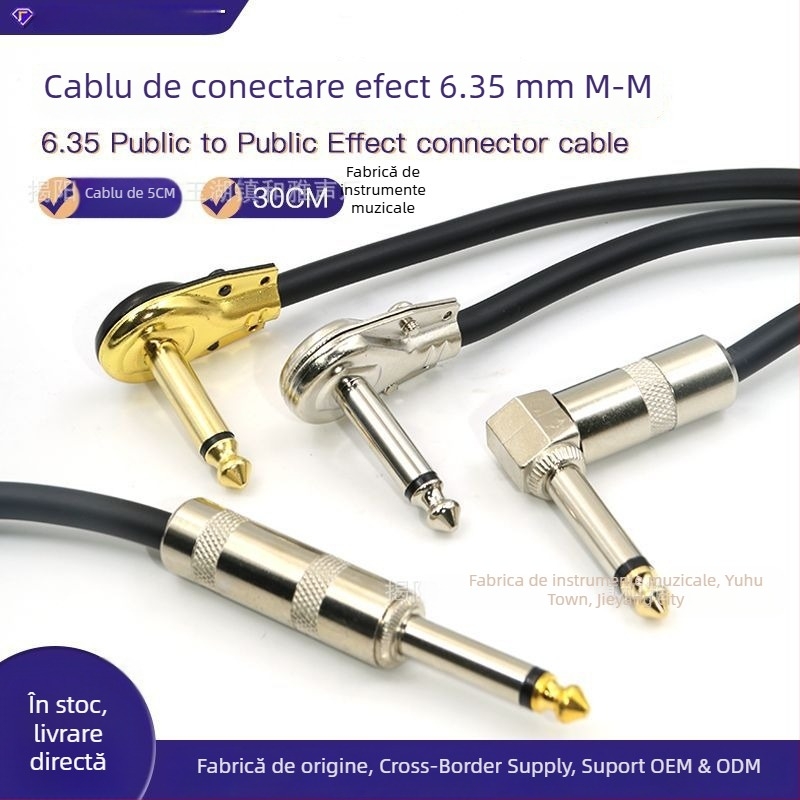 Cablu de efecte pentru chitară, jack 6,35 mm, cablu unic, reducere zgomot, PVC+ metal, model 002