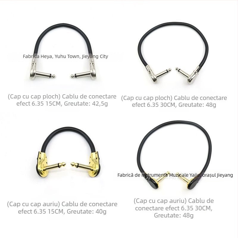 Cablu de efecte pentru chitară, jack 6,35 mm, cablu unic, reducere zgomot, PVC+ metal, model 002