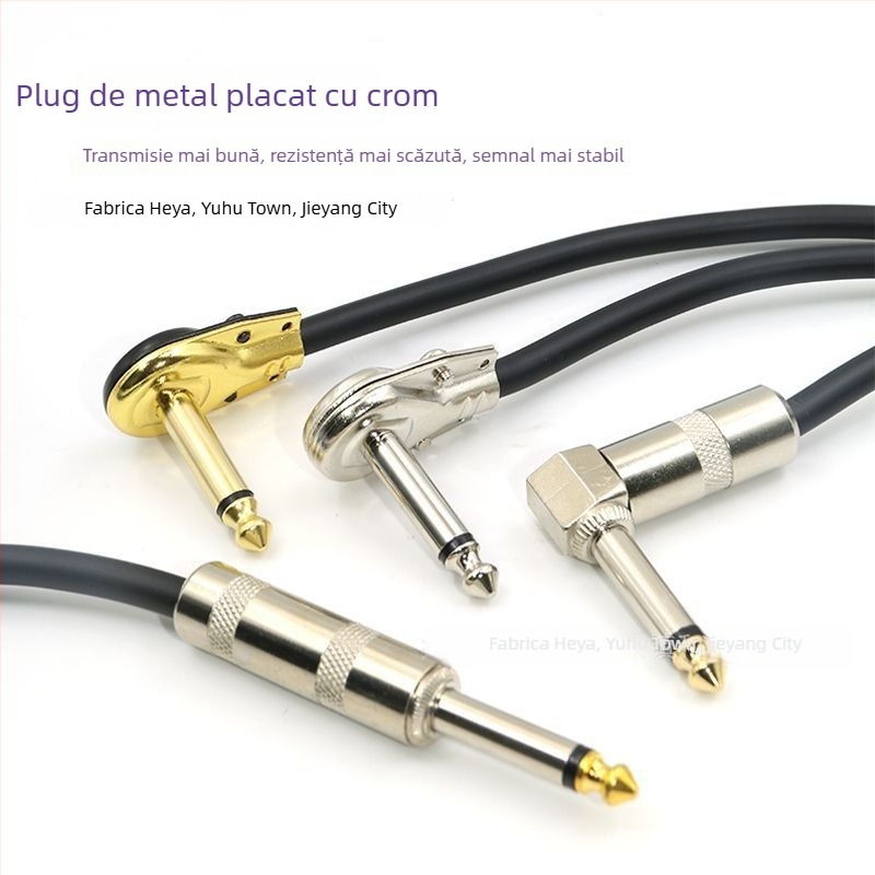 Cablu de efecte pentru chitară, jack 6,35 mm, cablu unic, reducere zgomot, PVC+ metal, model 002