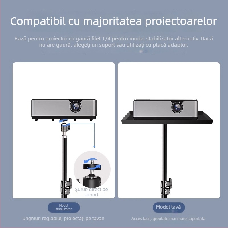 Suport de proiector cu trepied telescopic – aliaj de aluminiu, universal pentru birou și podea