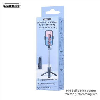 Remax Selfie Stick Bluetooth pentru telefon cu telecomandă, pentru exterior, sprijin manual, construcție din plastic