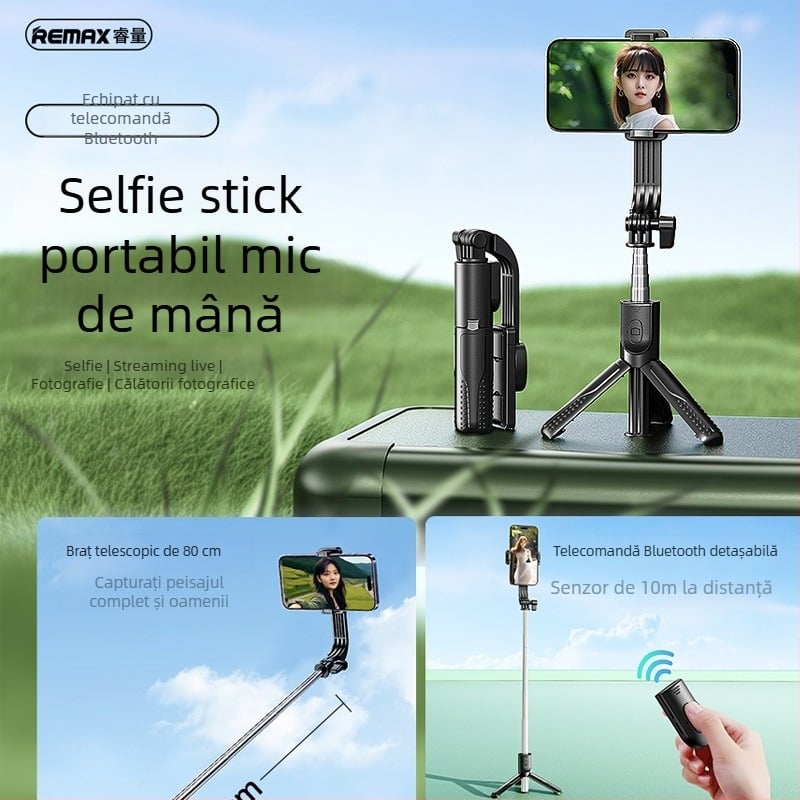Remax Selfie Stick Bluetooth pentru telefon cu telecomandă, pentru exterior, sprijin manual, construcție din plastic