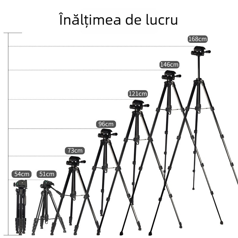 Sinoni 3605 Trepied cu 5 segmente, 3D PTZ, Aluminiu + ABS, Placă cu eliberare rapidă, Sarcină 5 kg, Suport de birou pentru streaming pe telefon