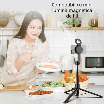 Selfie magnetic cu trepied pentru telefonul mobil, Bluetooth, telecomandă inclusă, personalizabil, portabil, extensibil