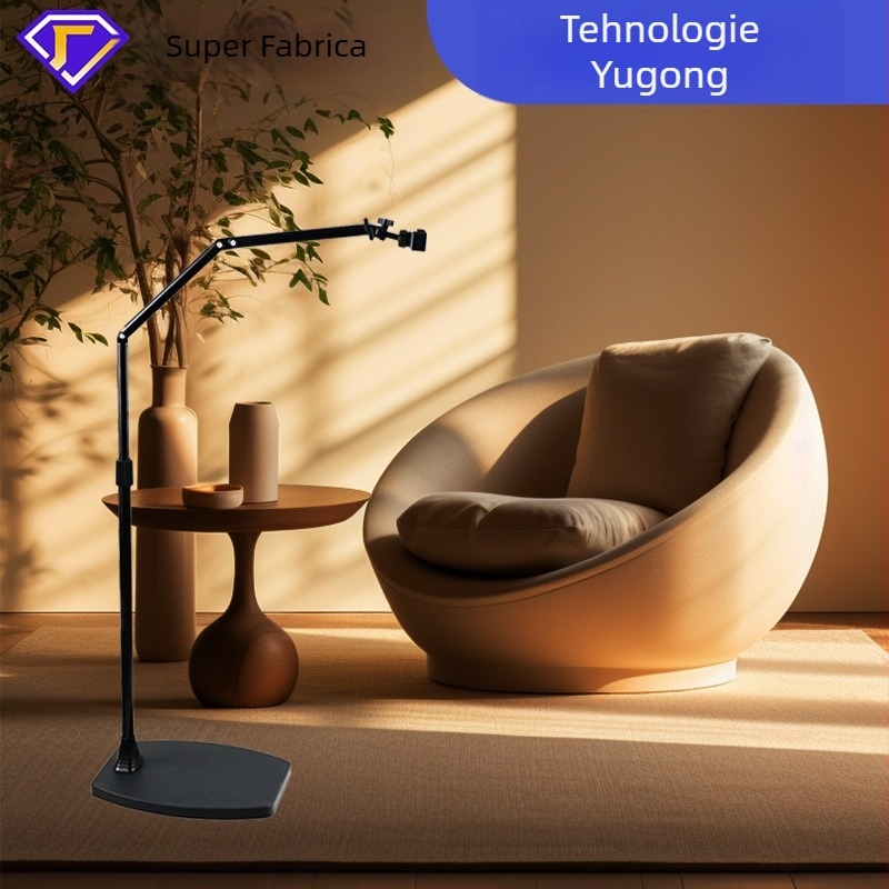 Suport pentru telefon mobil pentru streaming live, suport de podea pentru fotografiere de deasupra, rotire de 360°, construcție din aliaj