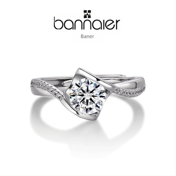 Inel cu Moissanite de 1 carat, Angel's Kiss, din cupru cu placare electroplată, geometrie în formă de U, pentru femei, stil OL, Origine Shanwei