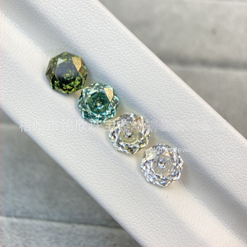 Moissanit octagonal, tăiat în formă de roz, piatră liberă, claritate VS