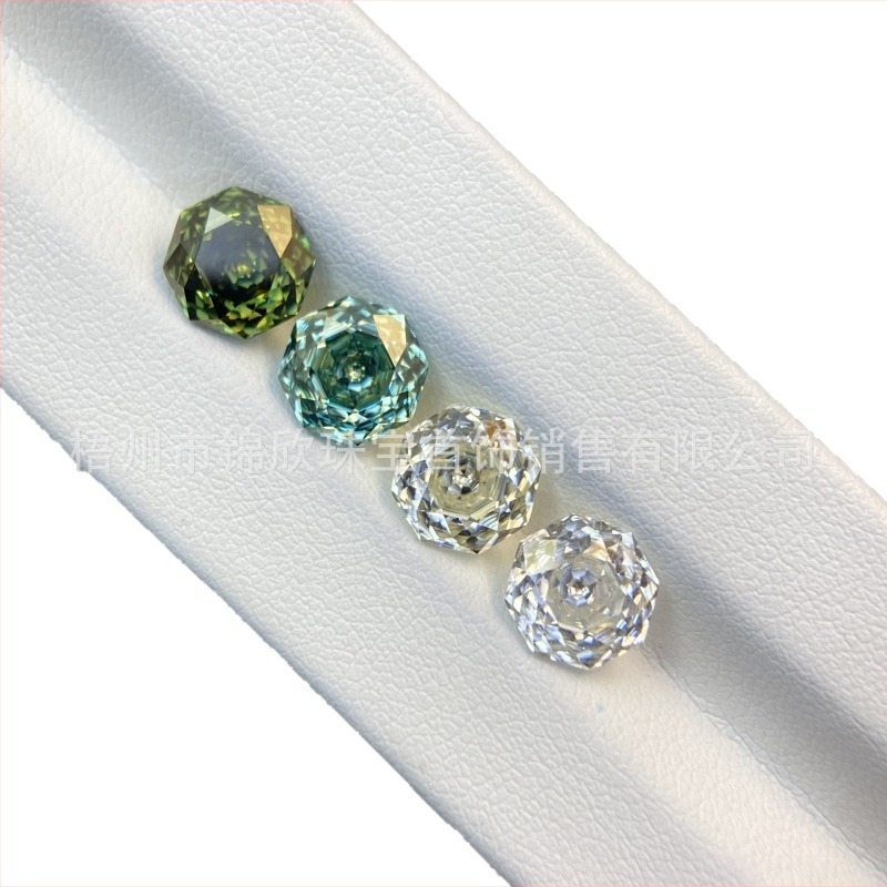 Moissanit octagonal, tăiat în formă de roz, piatră liberă, claritate VS