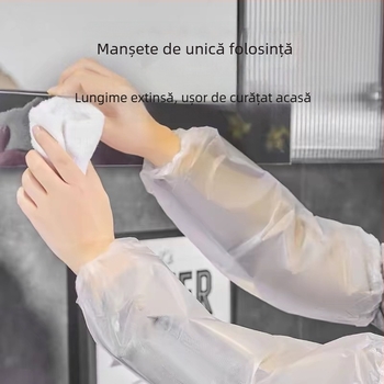 Manșete de unică folosință, transparente, din PE, protecție împotriva prafului, impermeabile și rezistente la ulei, pentru bucătărie