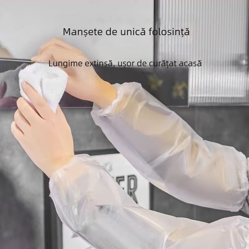 Manșete de unică folosință, transparente, din PE, protecție împotriva prafului, impermeabile și rezistente la ulei, pentru bucătărie