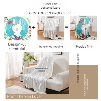 Pătură de poliester cu imprimeu desen animat, 300 g/m², personalizabilă, pentru toate sezoanele