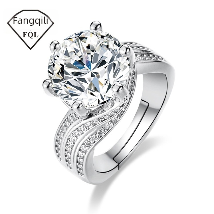 Inel cu design geometric și tratament cu diamant | Material: aliaj de cupru | Brand: Fang Qili | Stil: Geometrie | Tratament: Diamant