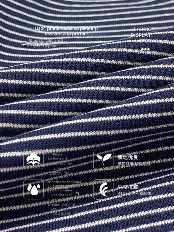 Top tricotat pentru fete, cu mâneci lungi, în dungi, guler rotund, 95% bumbac, stil coreean