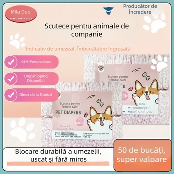 Milaido Pantaloni menstruali pentru femelele câini — textil nețesut, stil desen animat