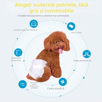 Milado Scutece pentru câini — pentru masculi și femele, pantaloni igienici din material nețesut, 50 buc.