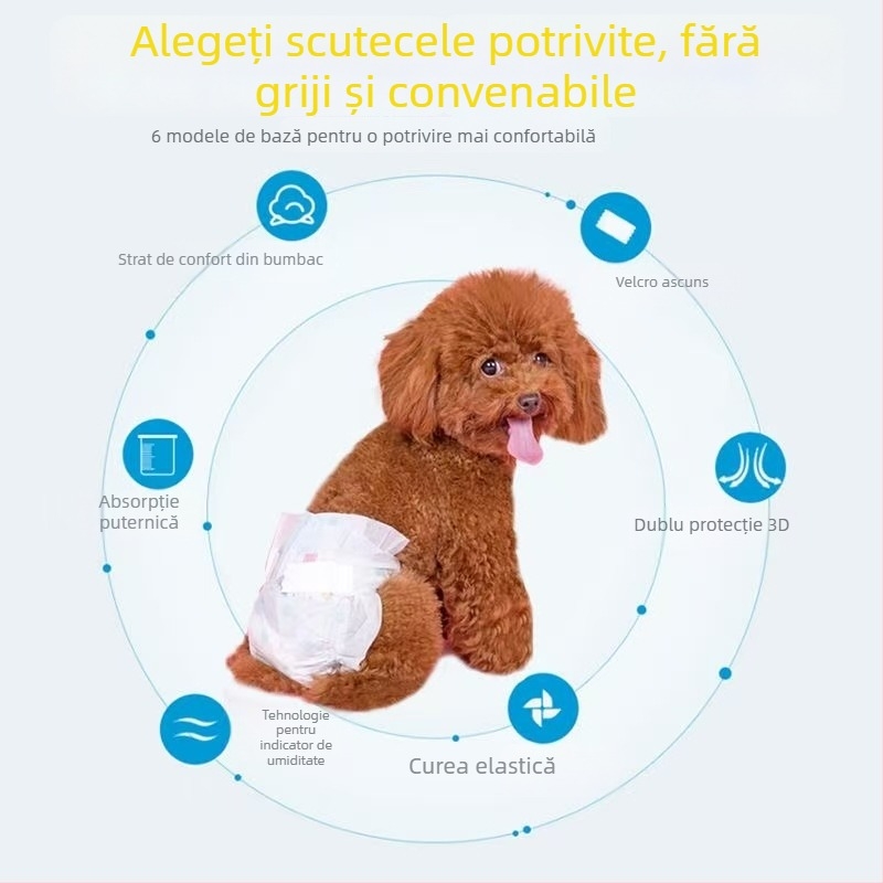 Milado Scutece pentru câini — pentru masculi și femele, pantaloni igienici din material nețesut, 50 buc.