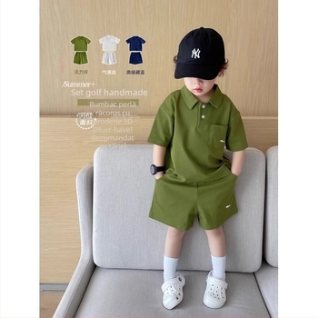 Set polo pentru băieți în două piese - top cu mânecă scurtă și pantaloni scurți, poliester 95% cu finisaj moale
