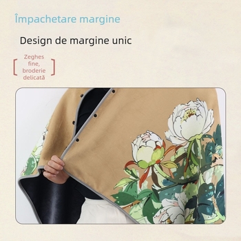 Pătură din catifea cristalino din flanel - pătură pentru umăr cu două straturi, model floral, patru anotimpuri, greutate 500–800 g, prelucrare la comandă disponibilă