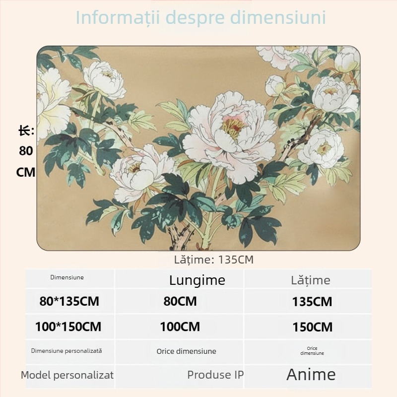 Pătură din catifea cristalino din flanel - pătură pentru umăr cu două straturi, model floral, patru anotimpuri, greutate 500–800 g, prelucrare la comandă disponibilă