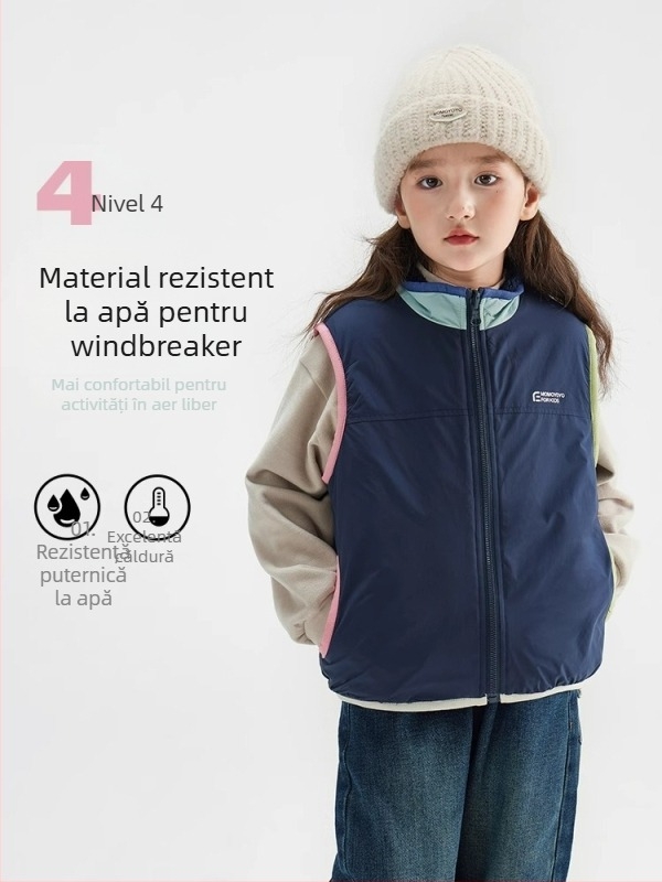 Vestă pentru copii, Cardigan în stil coreean, fleece, fermoar, țesătură poliester