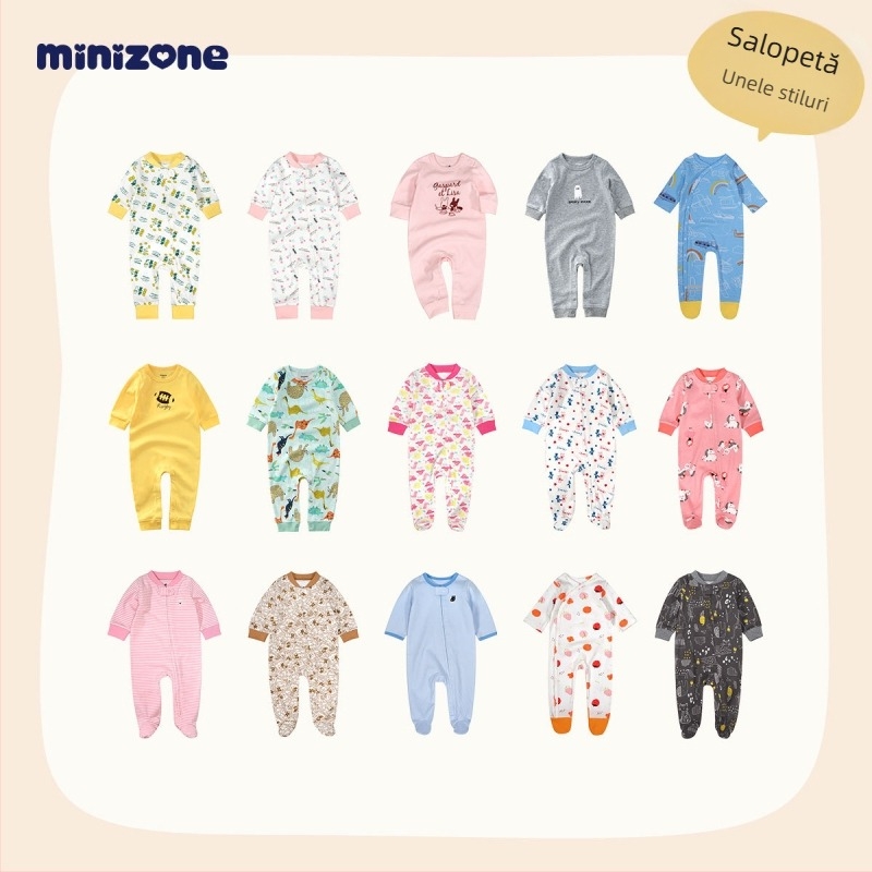 minizone Cutie cadou pentru nou-născuți – Set de 10 piese din bumbac, haine cu mânecă lungă, pulover, țesătură moale, pentru 0–12 luni
