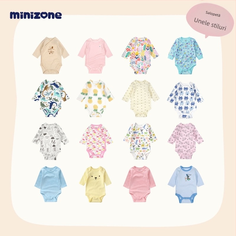 minizone Cutie cadou pentru nou-născuți – Set de 10 piese din bumbac, haine cu mânecă lungă, pulover, țesătură moale, pentru 0–12 luni