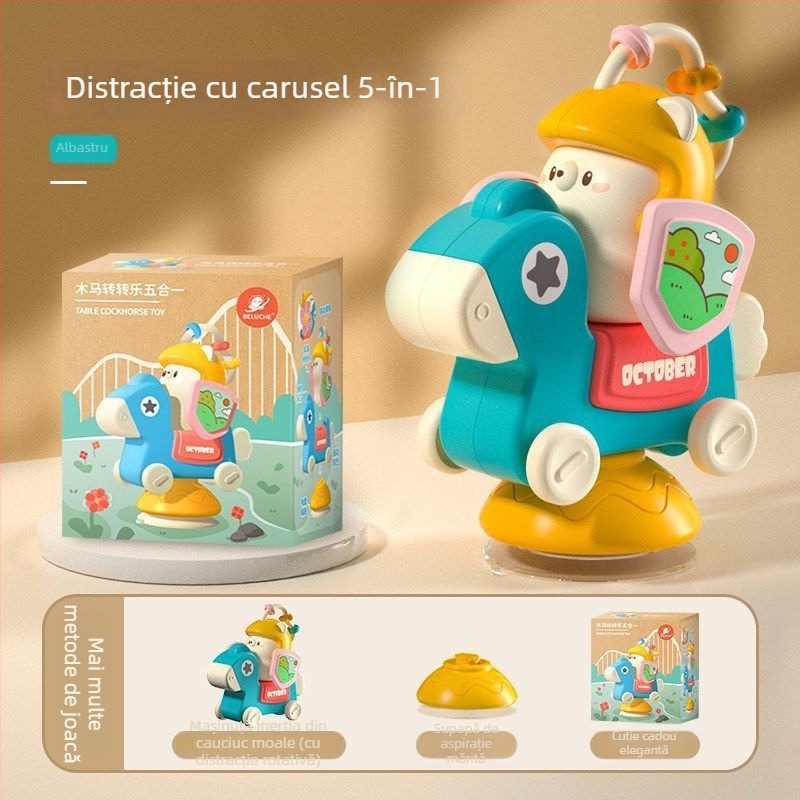 Jucărie educațională multifuncțională pentru bebeluși, cu ventuză, carusel rotativ, mașinuță glisantă, din plastic, pentru 0–3 ani