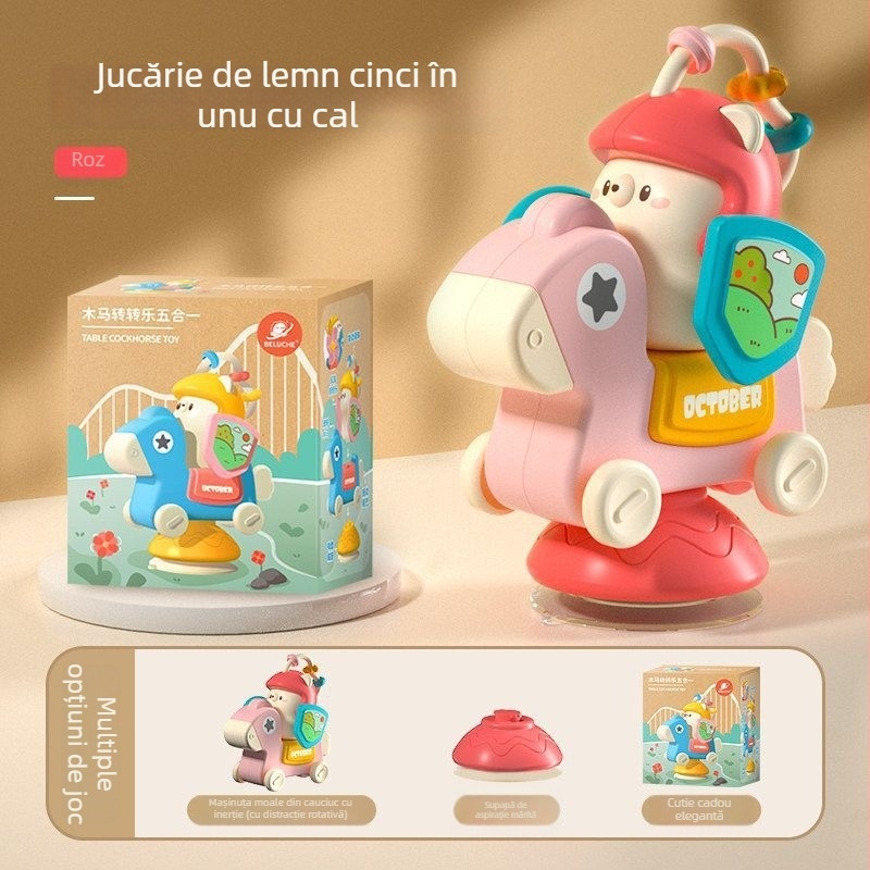 Jucărie educațională multifuncțională pentru bebeluși, cu ventuză, carusel rotativ, mașinuță glisantă, din plastic, pentru 0–3 ani