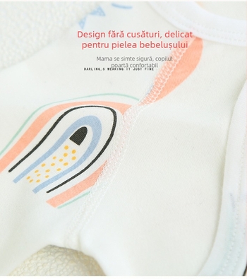 Pijama pentru nou-născuți din bumbac, cu Velcro, design cu spate parțial, pentru toate anotimpurile