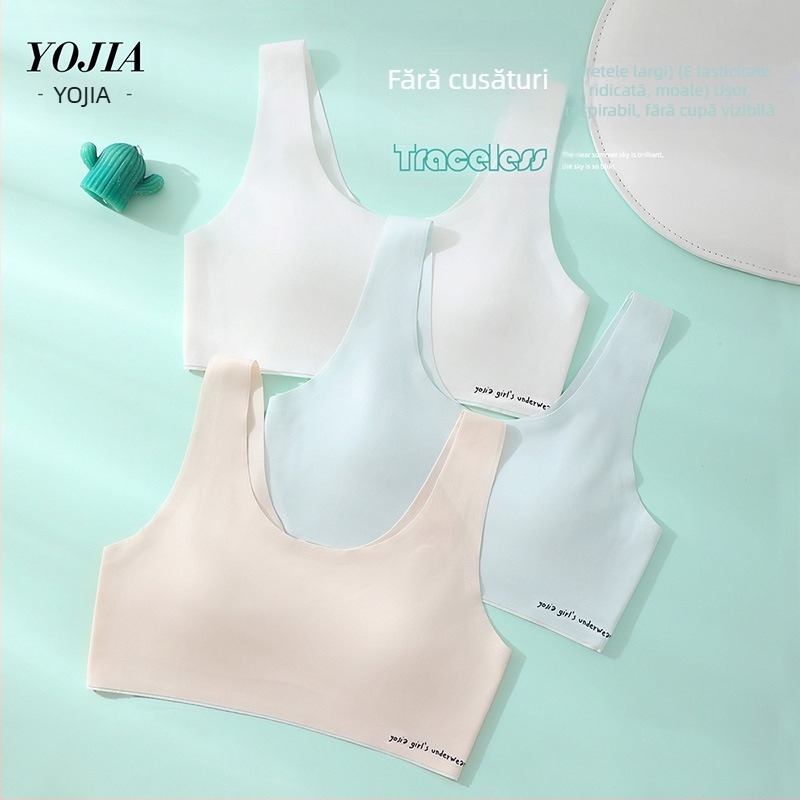 YOJIA Sutien sport pentru fete – Etapa de dezvoltare 1, pentru copii peste 8 ani (peste 140 cm), material poliester-terry, vară 2025