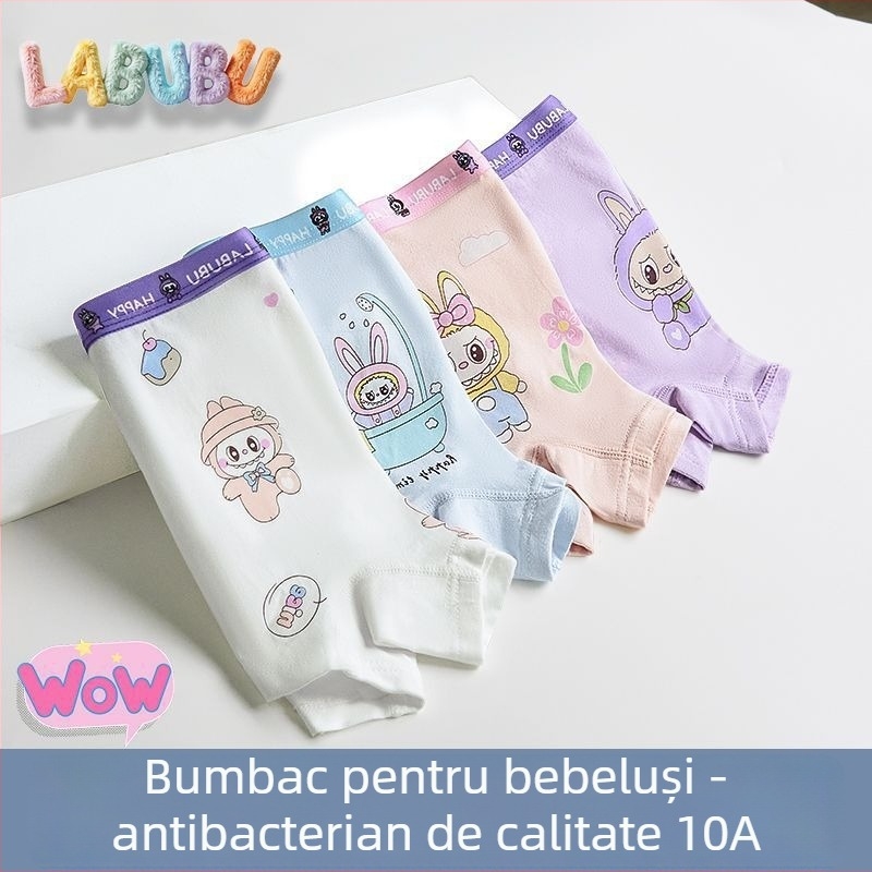 Set de 4 piese lenjerie pentru copii, 95% bumbac, Clasa A, fete, Cod 3008