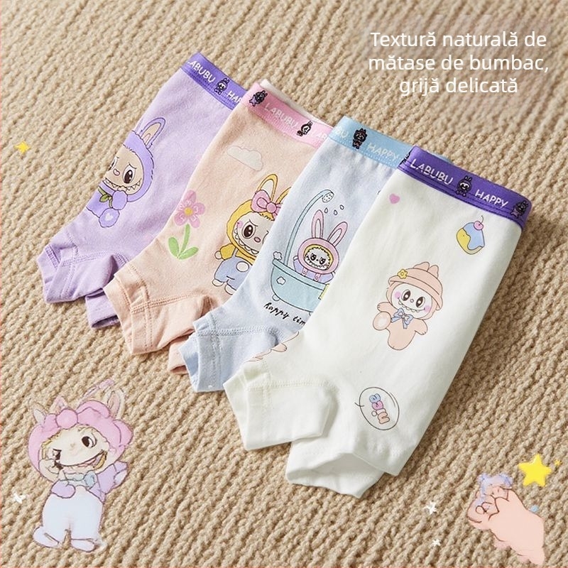 Set de 4 piese lenjerie pentru copii, 95% bumbac, Clasa A, fete, Cod 3008