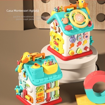Casă Montessori cu șase fețe — Jucărie educațională multifuncțională pentru sugari, din plastic, 0–2 ani, Origine Guangdong, Jucărie electrică 3C sub 14 ani, Cod XJBB