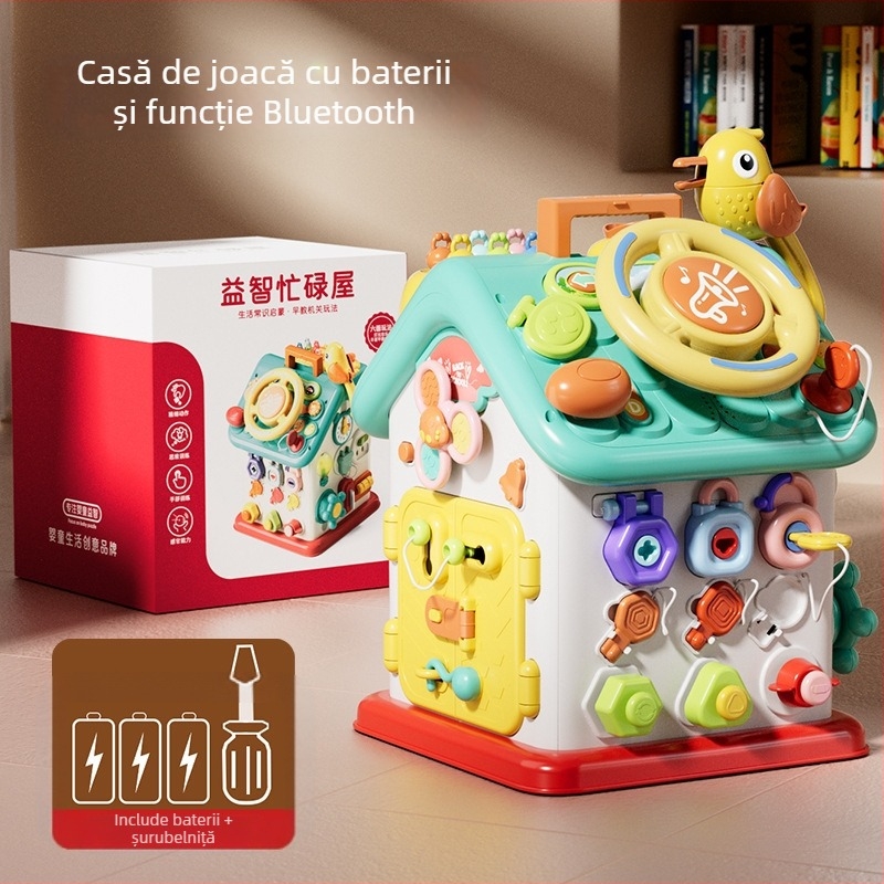 Casă Montessori cu șase fețe — Jucărie educațională multifuncțională pentru sugari, din plastic, 0–2 ani, Origine Guangdong, Jucărie electrică 3C sub 14 ani, Cod XJBB