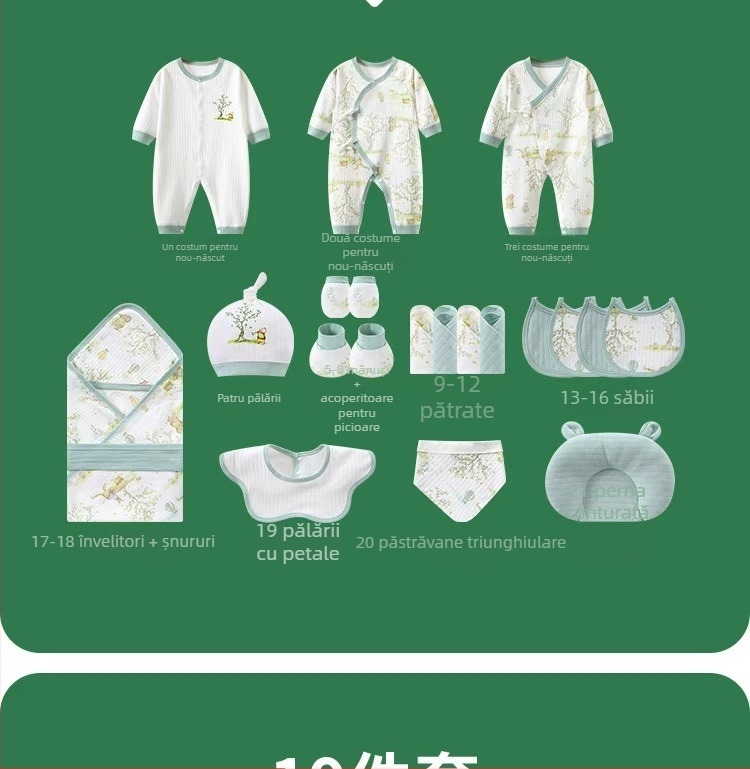 Cutie cadou pentru nou-născuți din bumbac: set haine și accesorii cu mâneci lungi, 0–12 luni, toamnă 2025