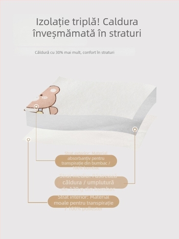 Set de două piese din bumbac pentru toamnă-iarnă, unisex, căptușit gros, print Crown Bear