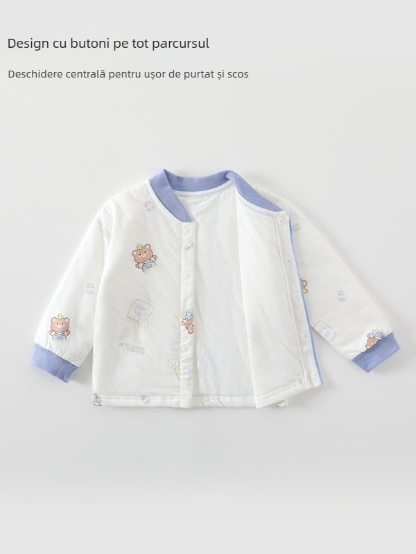 Set de două piese din bumbac pentru toamnă-iarnă, unisex, căptușit gros, print Crown Bear