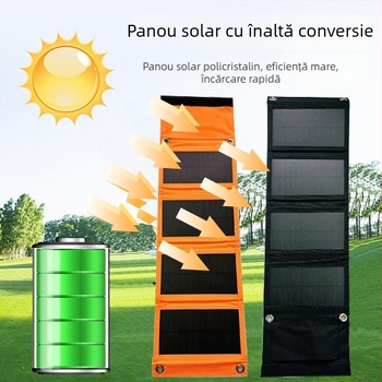 Panou solar pliabil de 10W, cu configurație în patru secțiuni, sursă de alimentare pentru camping, încărcare USB