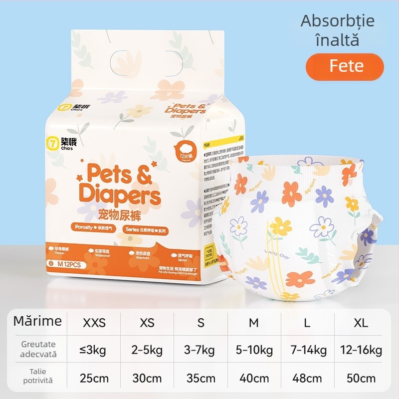 Chiloți pentru câini masculi, pantaloni cu inserții absorbante, materiale: țesătură nețesută, polimer, celuloză din lemn, membrană respirabilă, închidere cu Velcro, 12 buc.